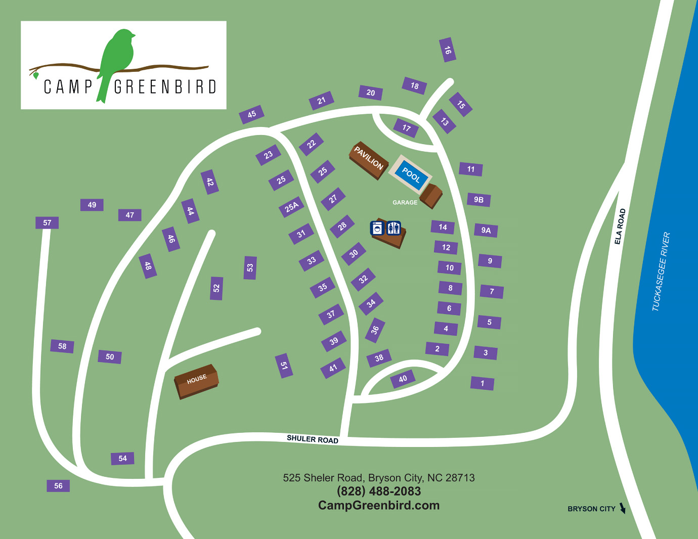 Camp Greenbird Site Map
